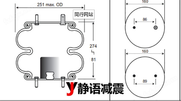 CD274-251双囊式缓冲式空气弹簧参数图