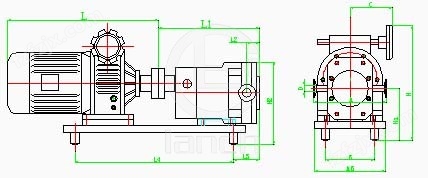 TR-Ⅱ型凸轮转子万用输送泵 安装尺寸图