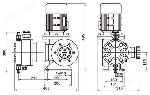 JYZ系列液压隔膜式计量泵安装尺寸图